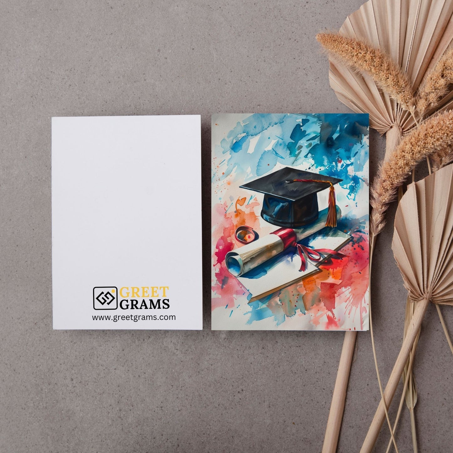 Achievement Graduation card showing graduation cap and certificate