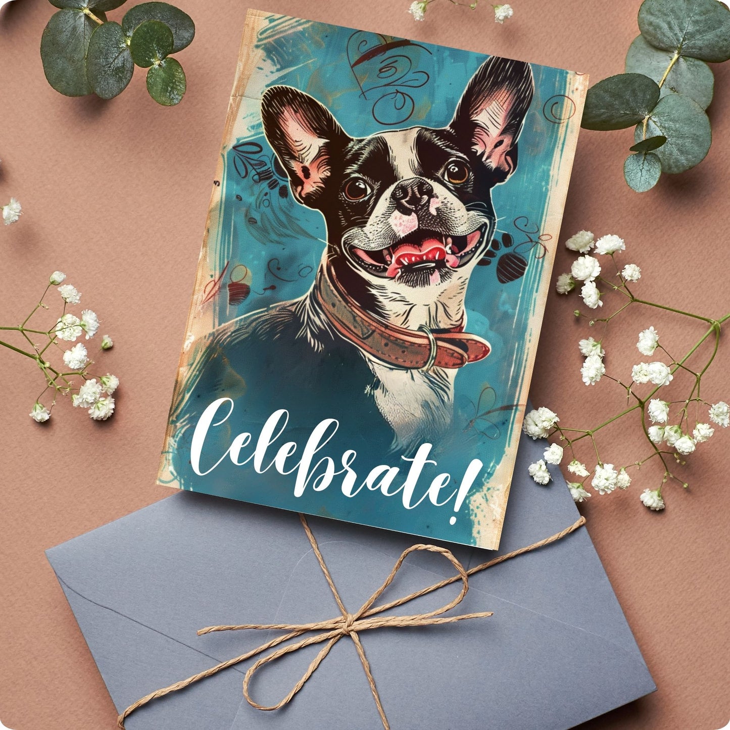 Bull Dog Birthday Card