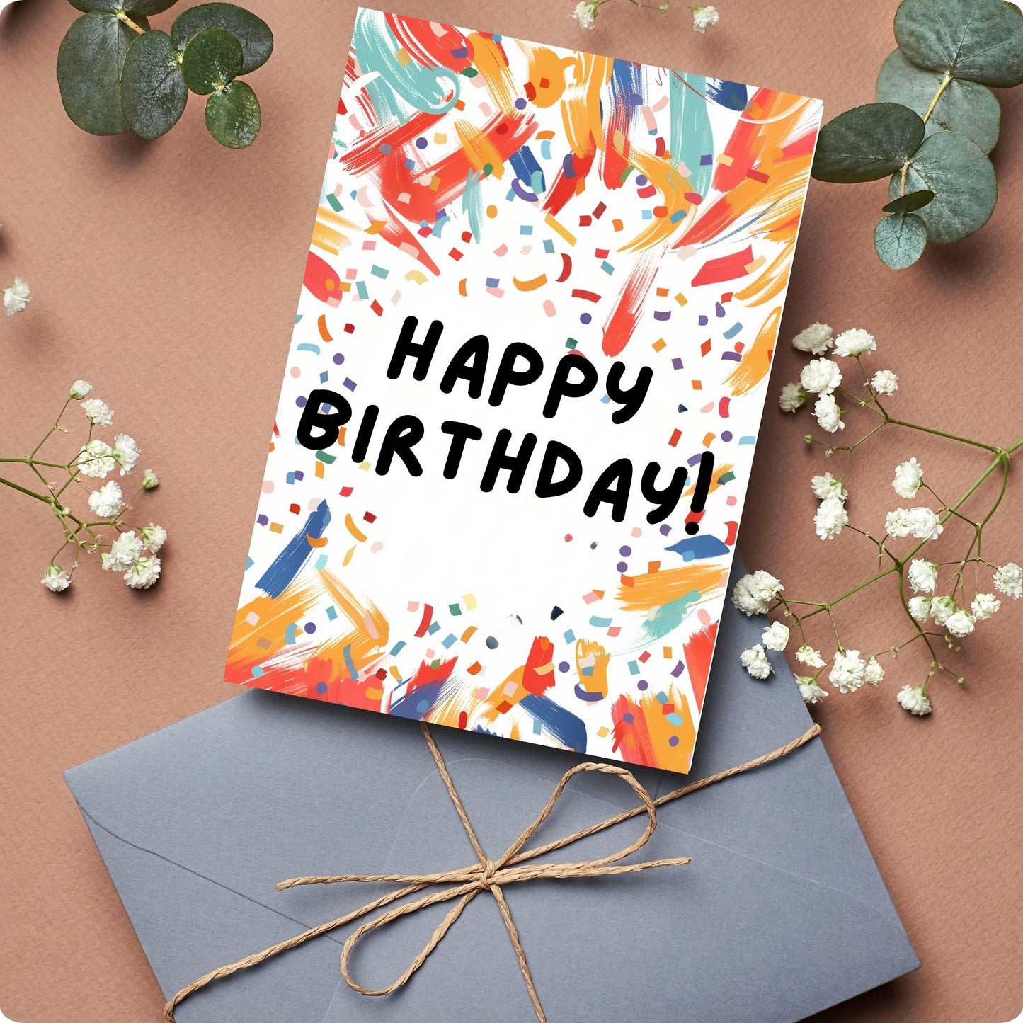 Happy Birthday Card with Sparkling Confetti