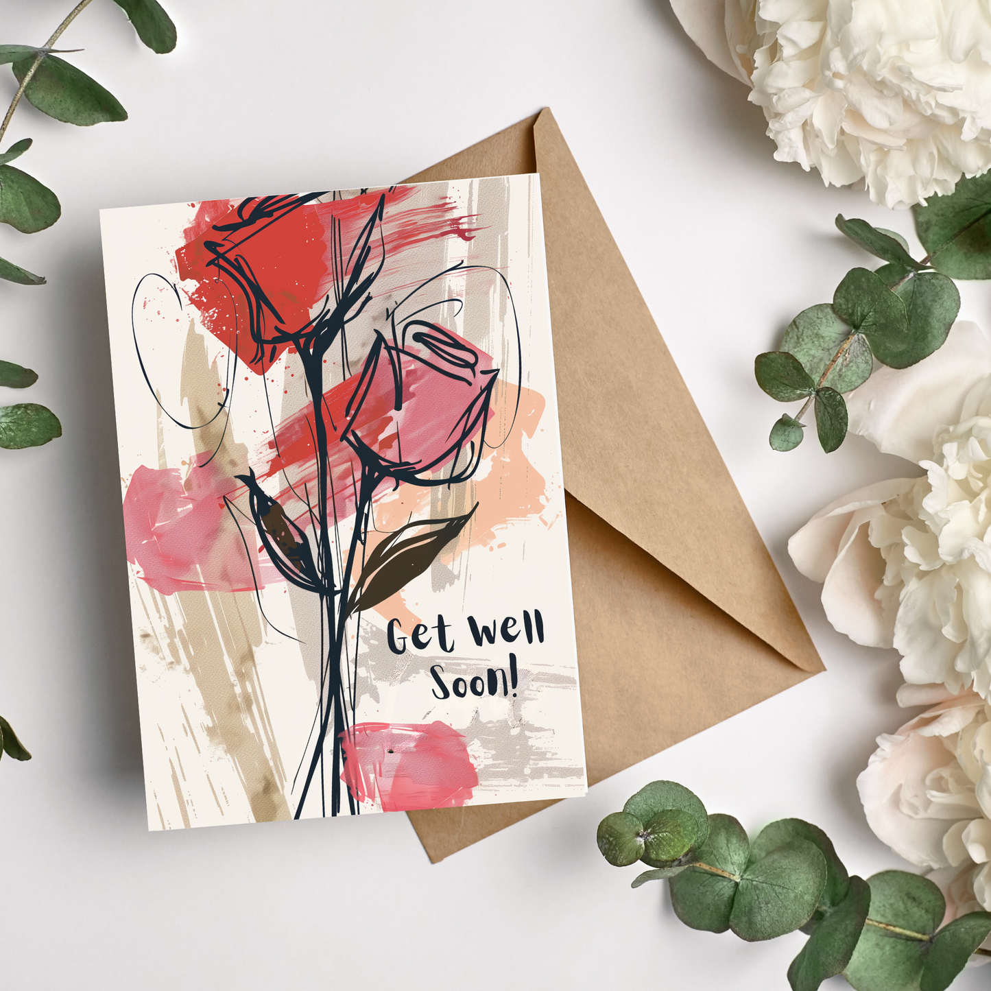 greeting card of a garden of roses