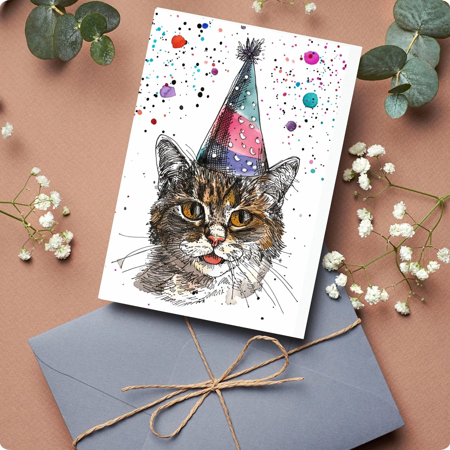 kitty happy birthday card