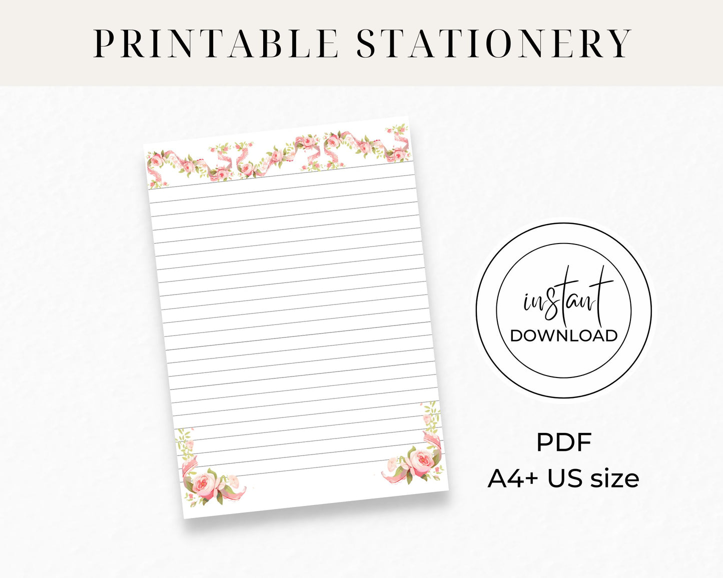 Pink Flower Beauty - Printable Stationery