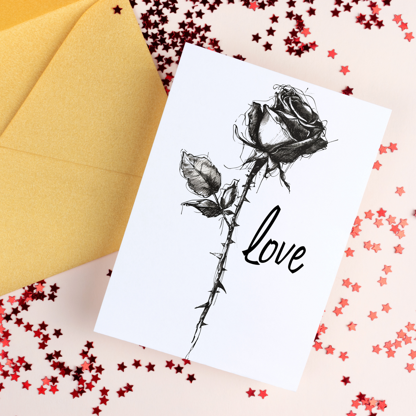 greeting card with a solitary rose