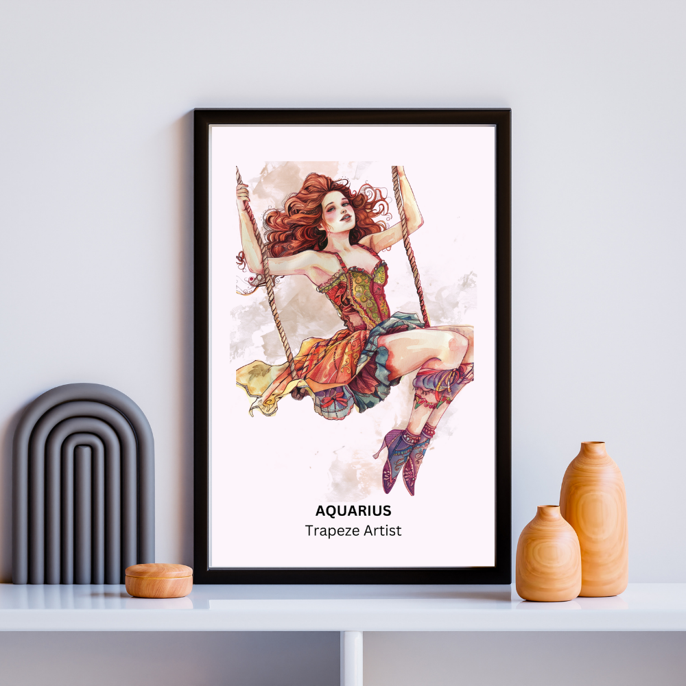Aquarius Female Circus in black frame