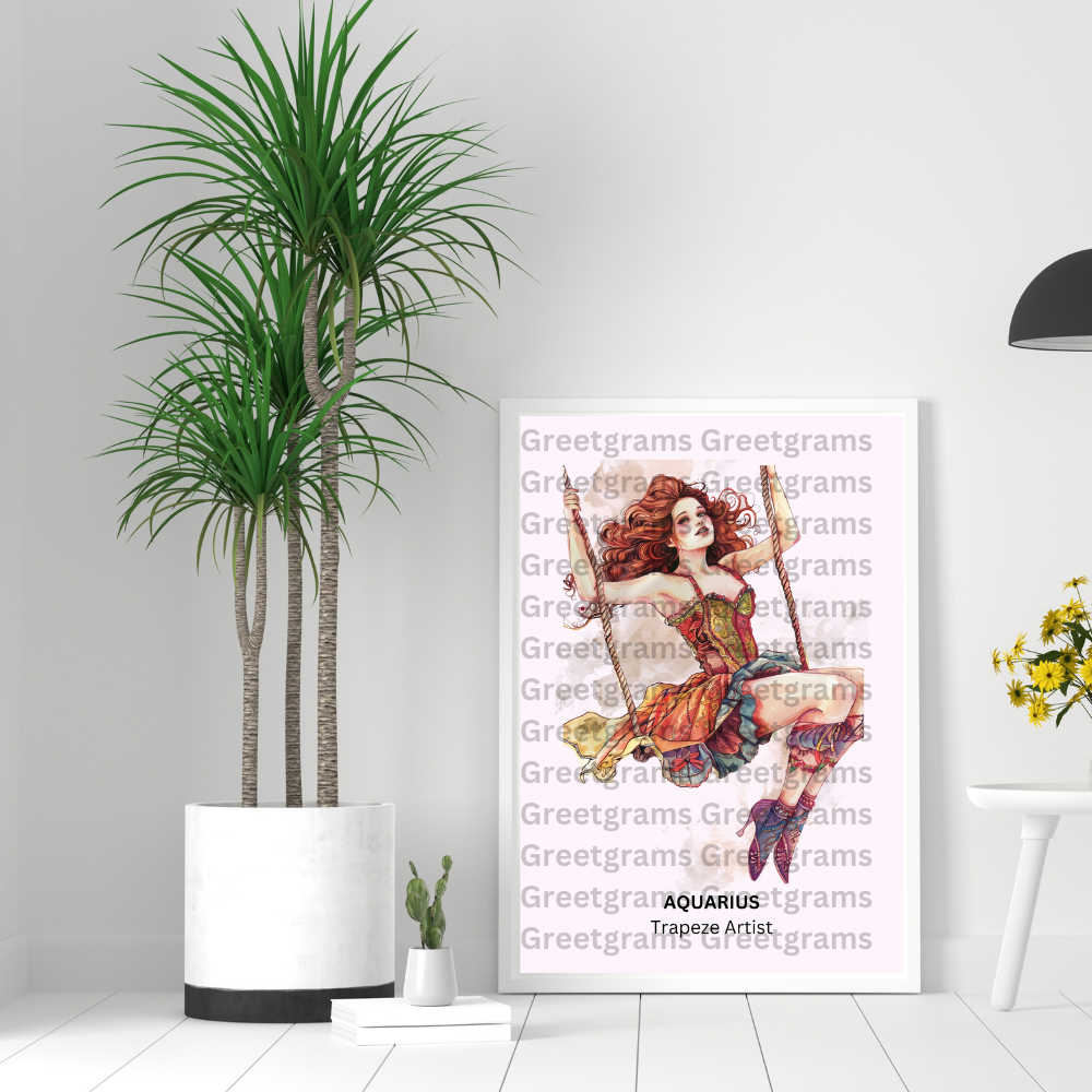 Aquarius Female Circus in white frame