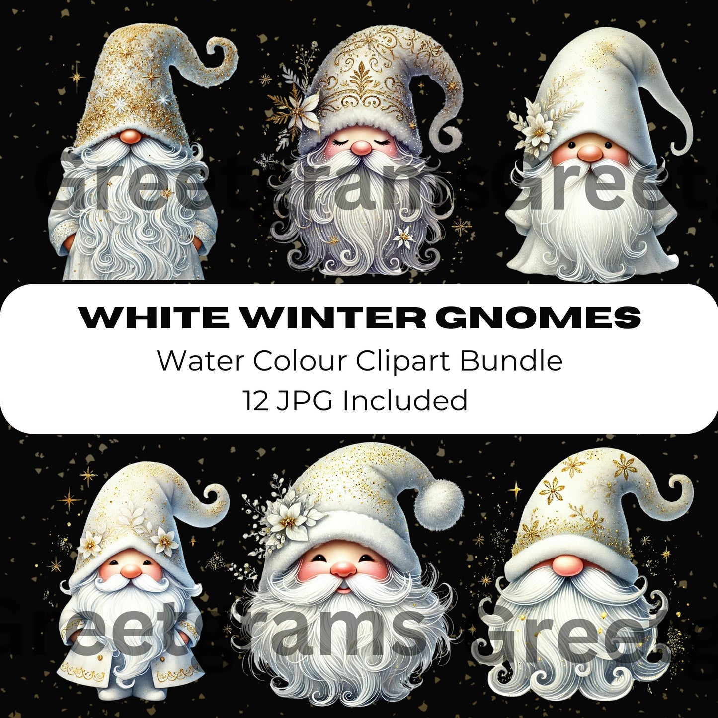 a collection of gnomes in white