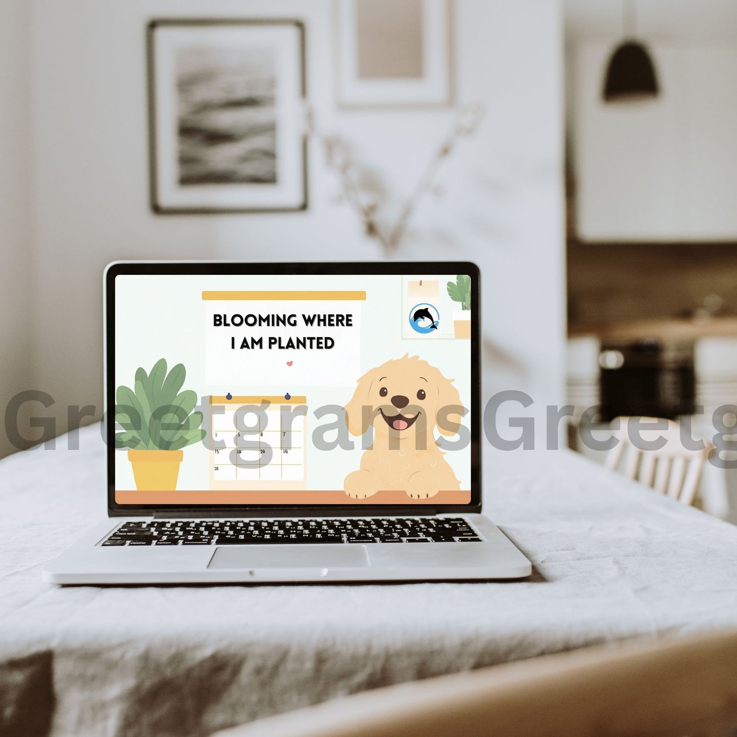 dog next to a plotted plant