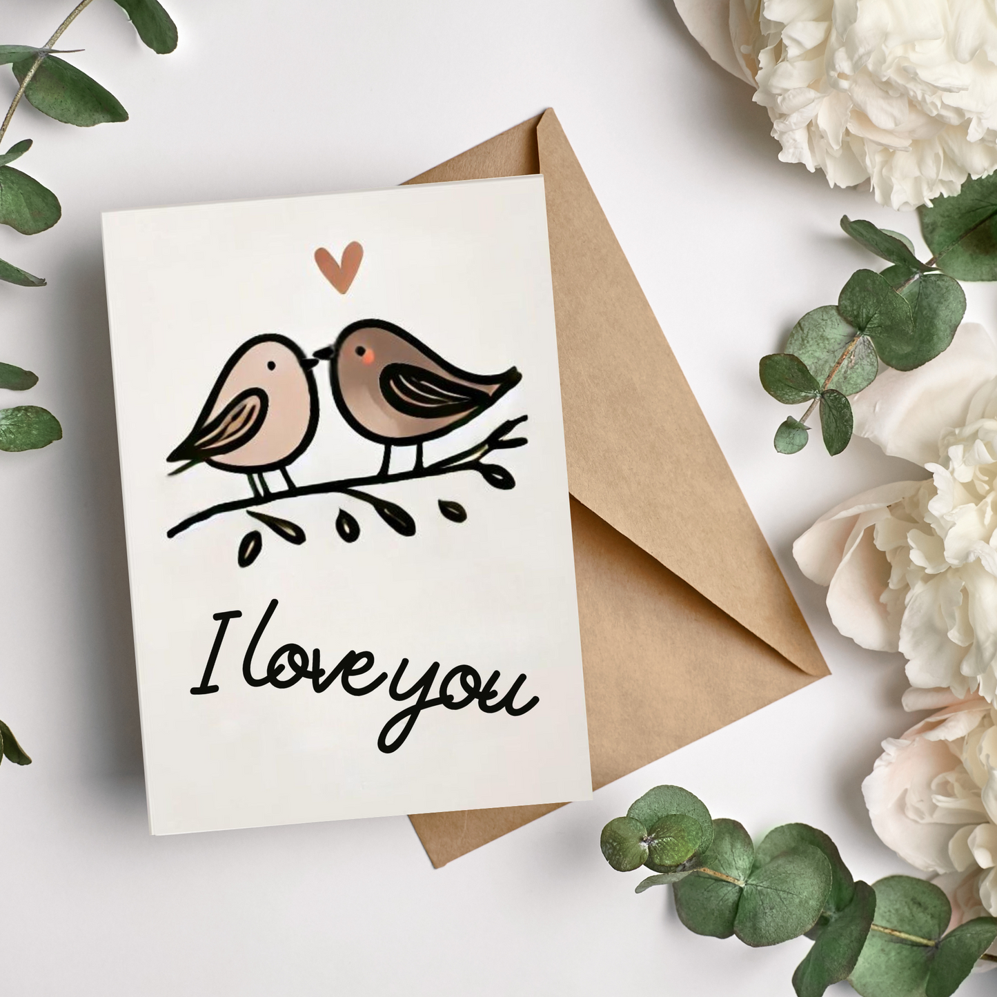 two lovebirds on a card