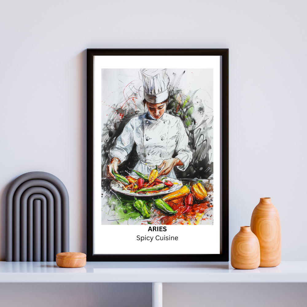 Aries Female Chef in black frame