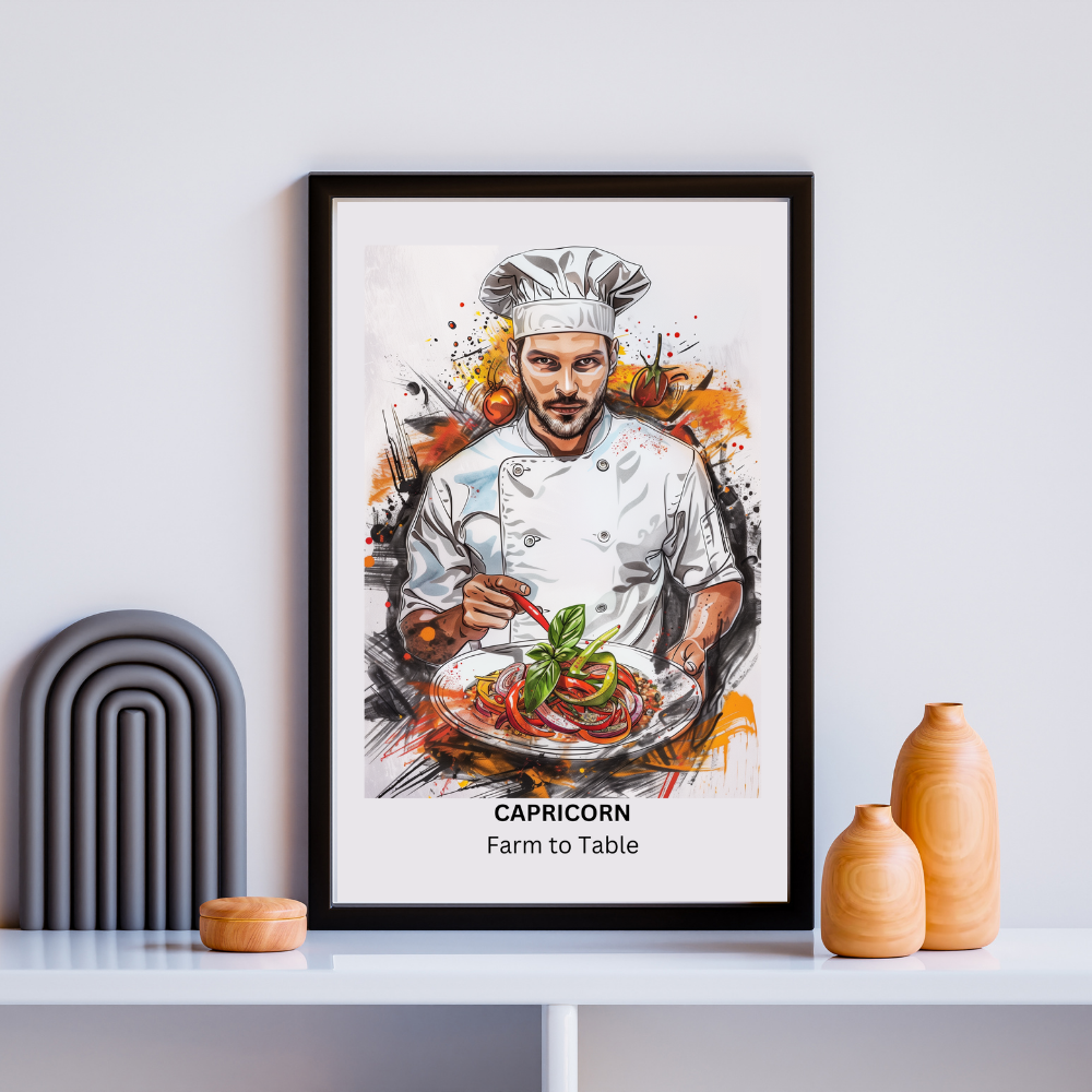 Capricorn Male Chef in black frame