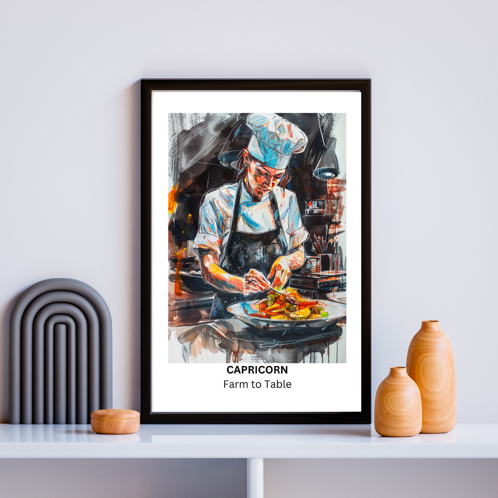 Capricorn Female Chef in black frame