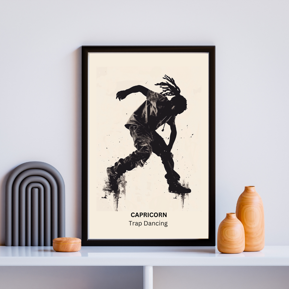 Capricorn Male Dance in black frame