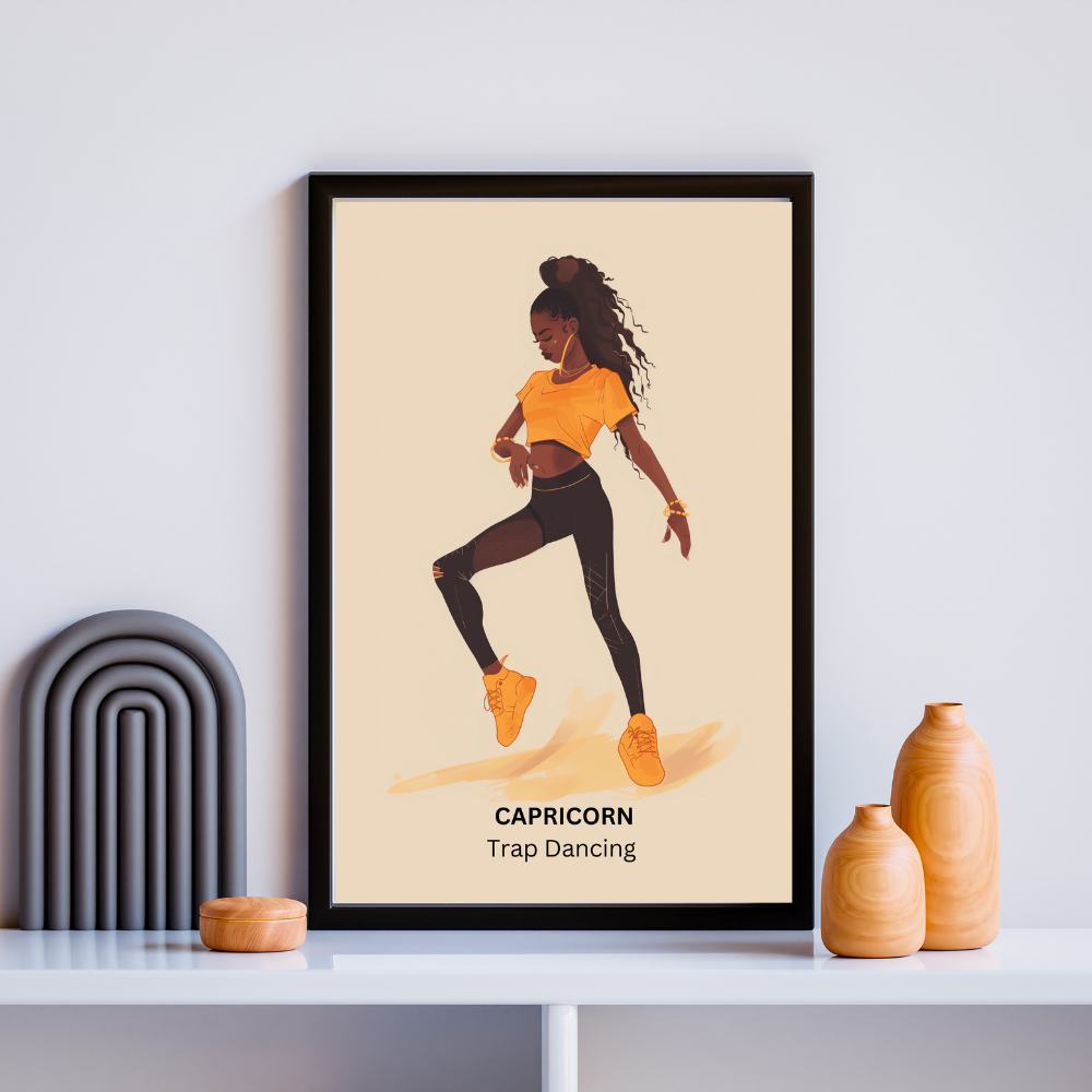 Capricorn Female Dance  in black frame