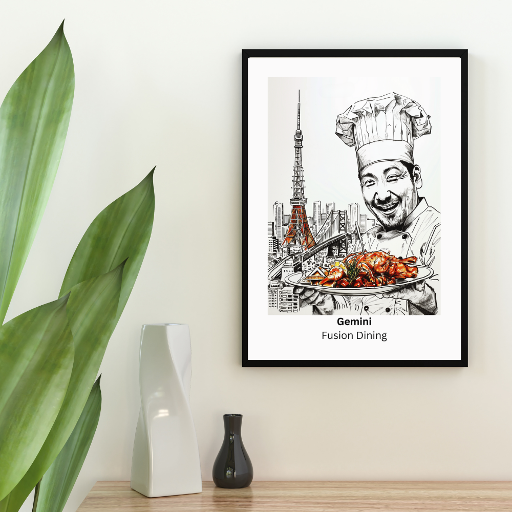 Gemini Male Chef in black frame
