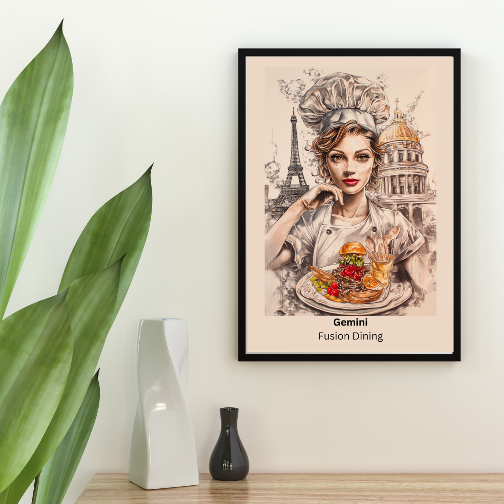 Gemini Female Chef in black frame