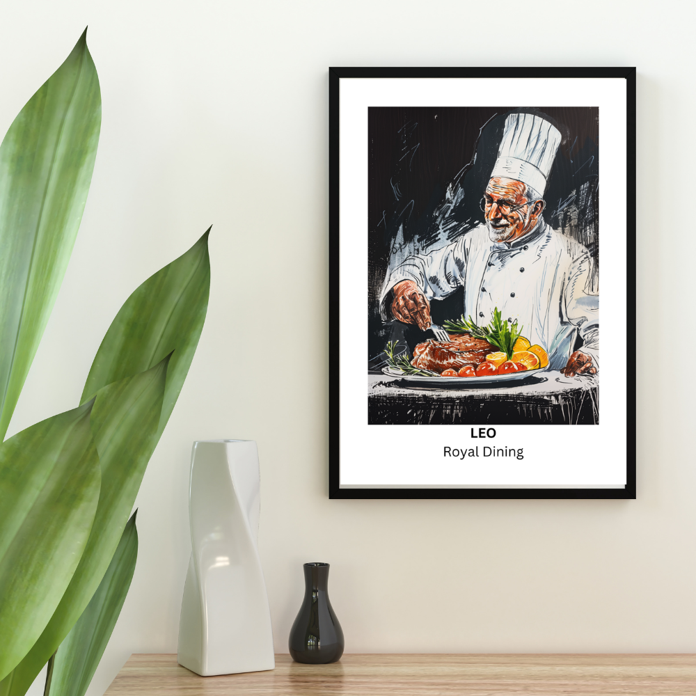 Leo Male Chef in black frame