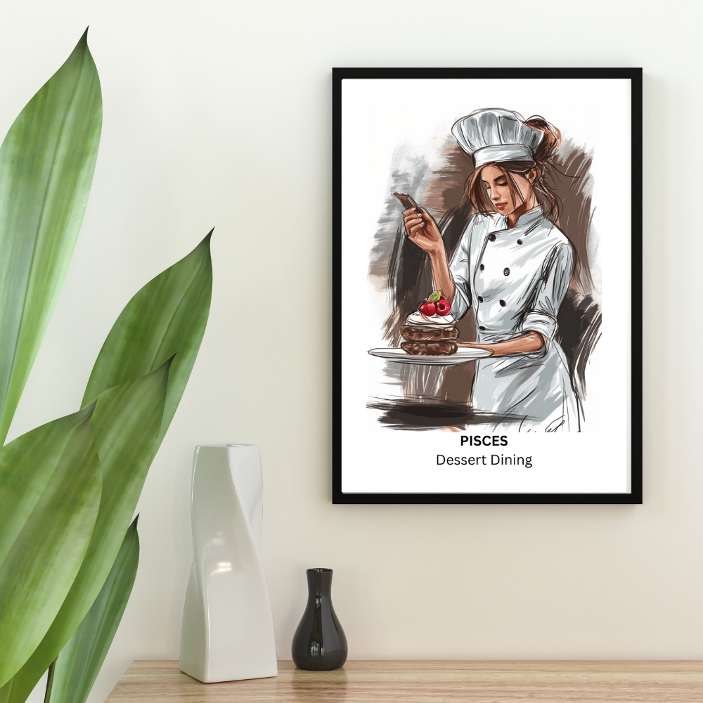 Pisces Female Chef in black frame