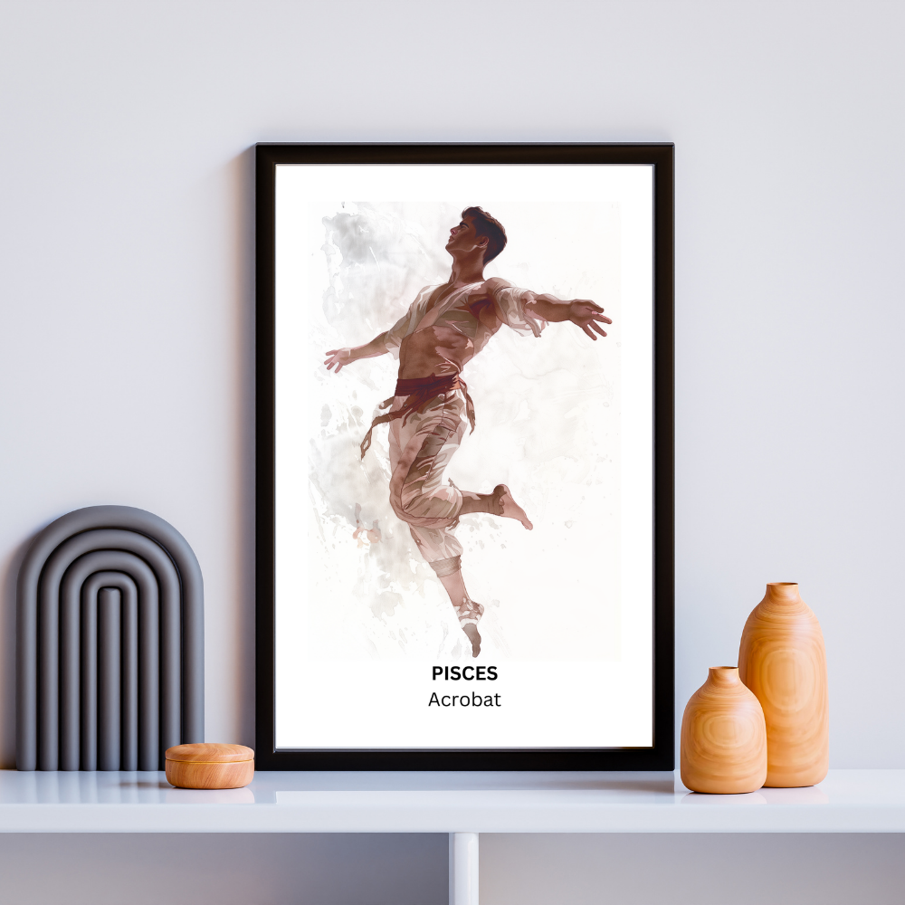 Pisces Male Circus in black frame