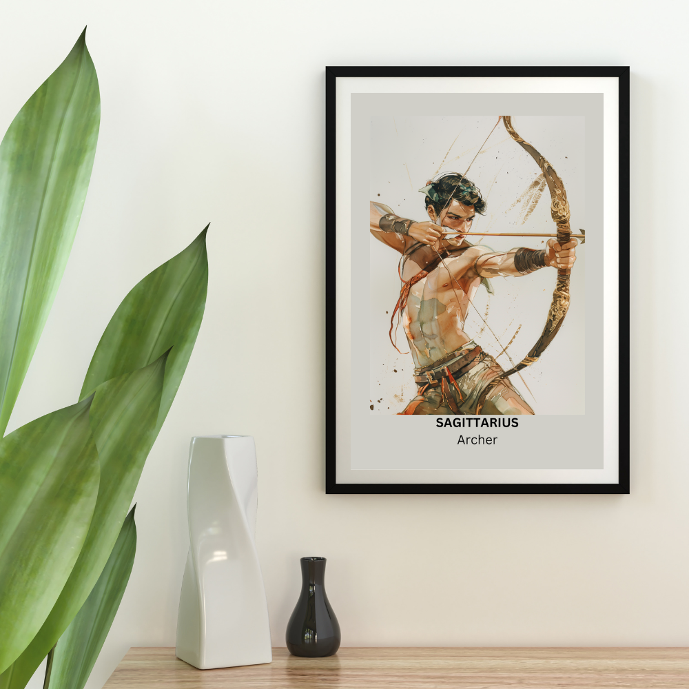 Sagittarius Male Circus in black frame