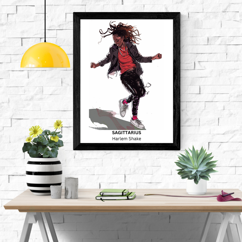 Sagittarius Female Dance in black frame