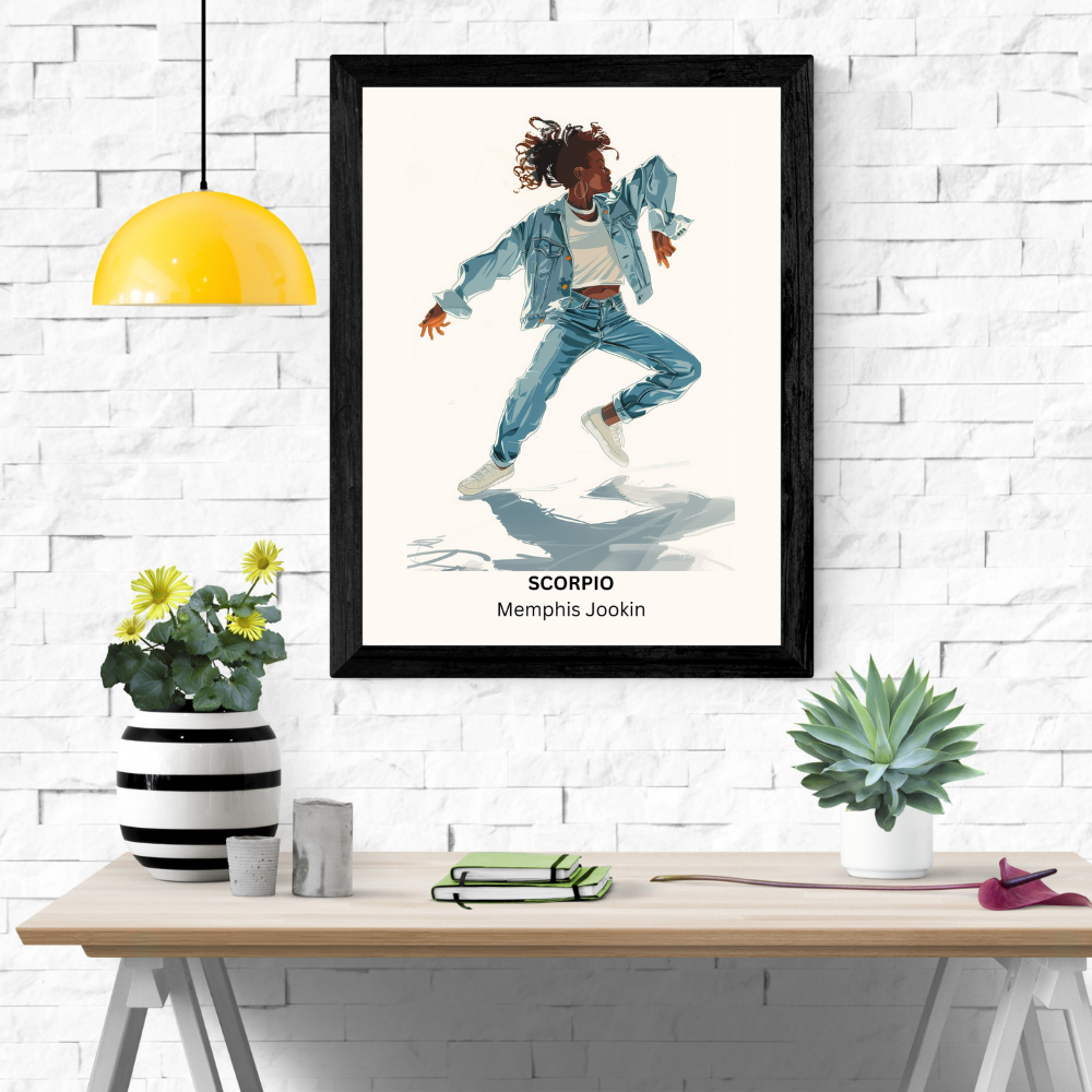 Scorpio Female Dance in black frame