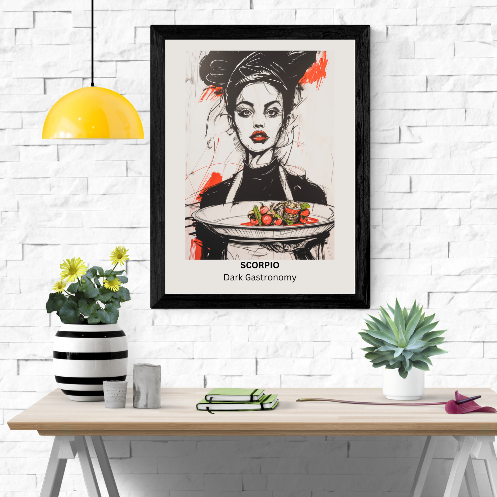 Scorpio Female Chef  in black frame