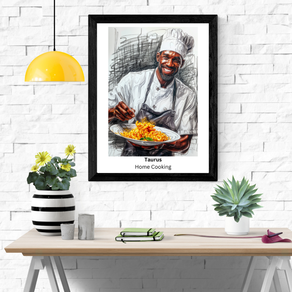 Taurus Male Chef in black frame