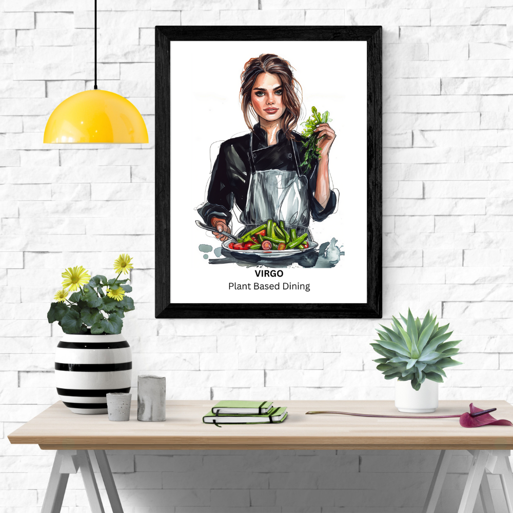 Virgo Female Chef in black frame
