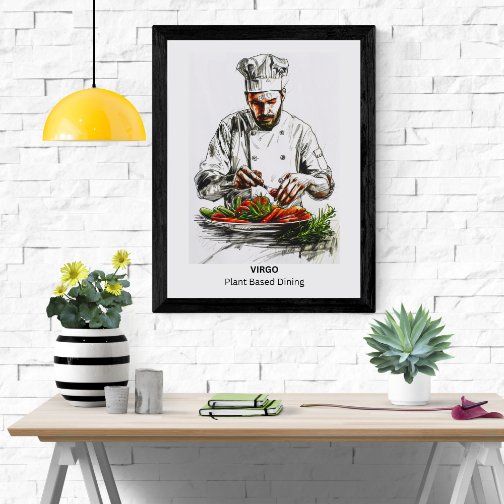 Virgo Male Chef in black frame
