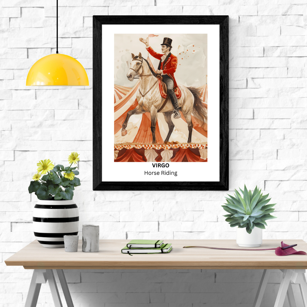 Virgo Male Circus in black frame