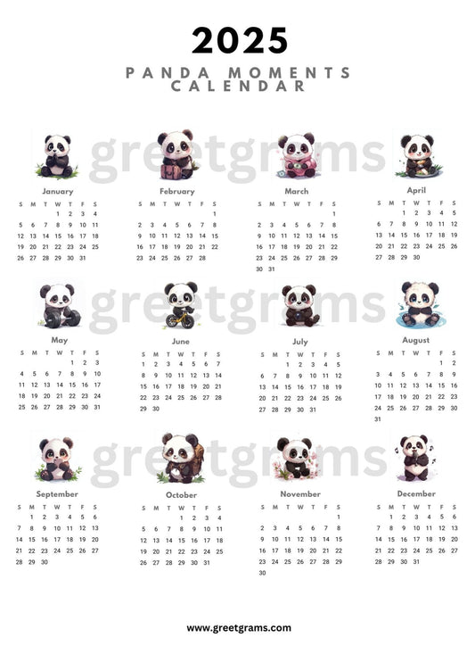 a calendar with different types of panda 