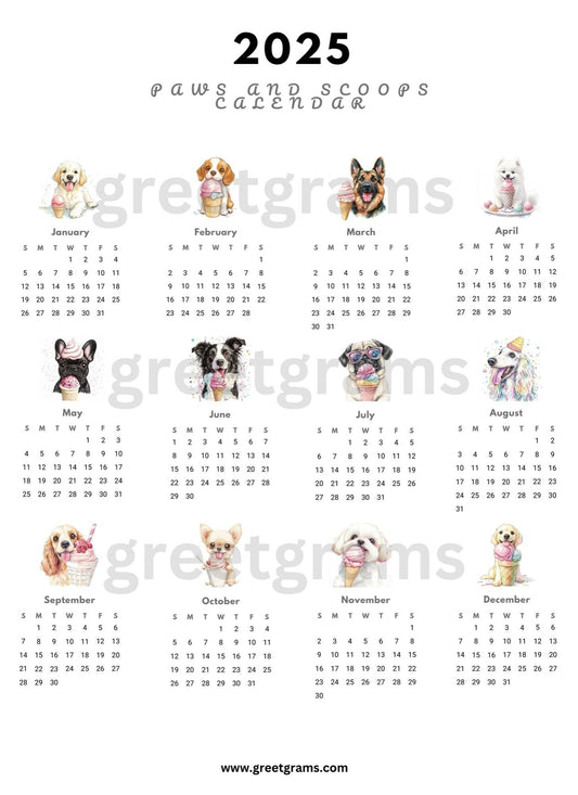 a calendar with different dogs