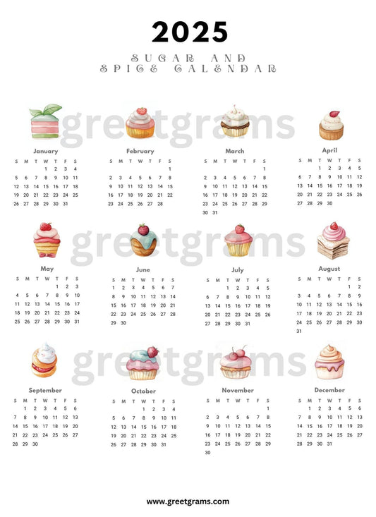 a calendar with different types of pastry