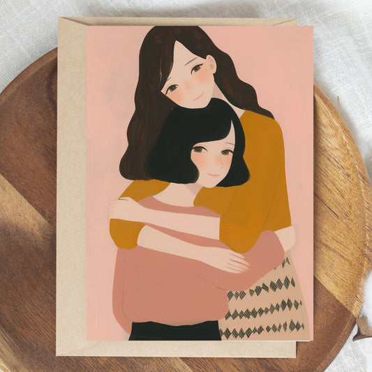 Best Friend card showing 2 Females hugging each other