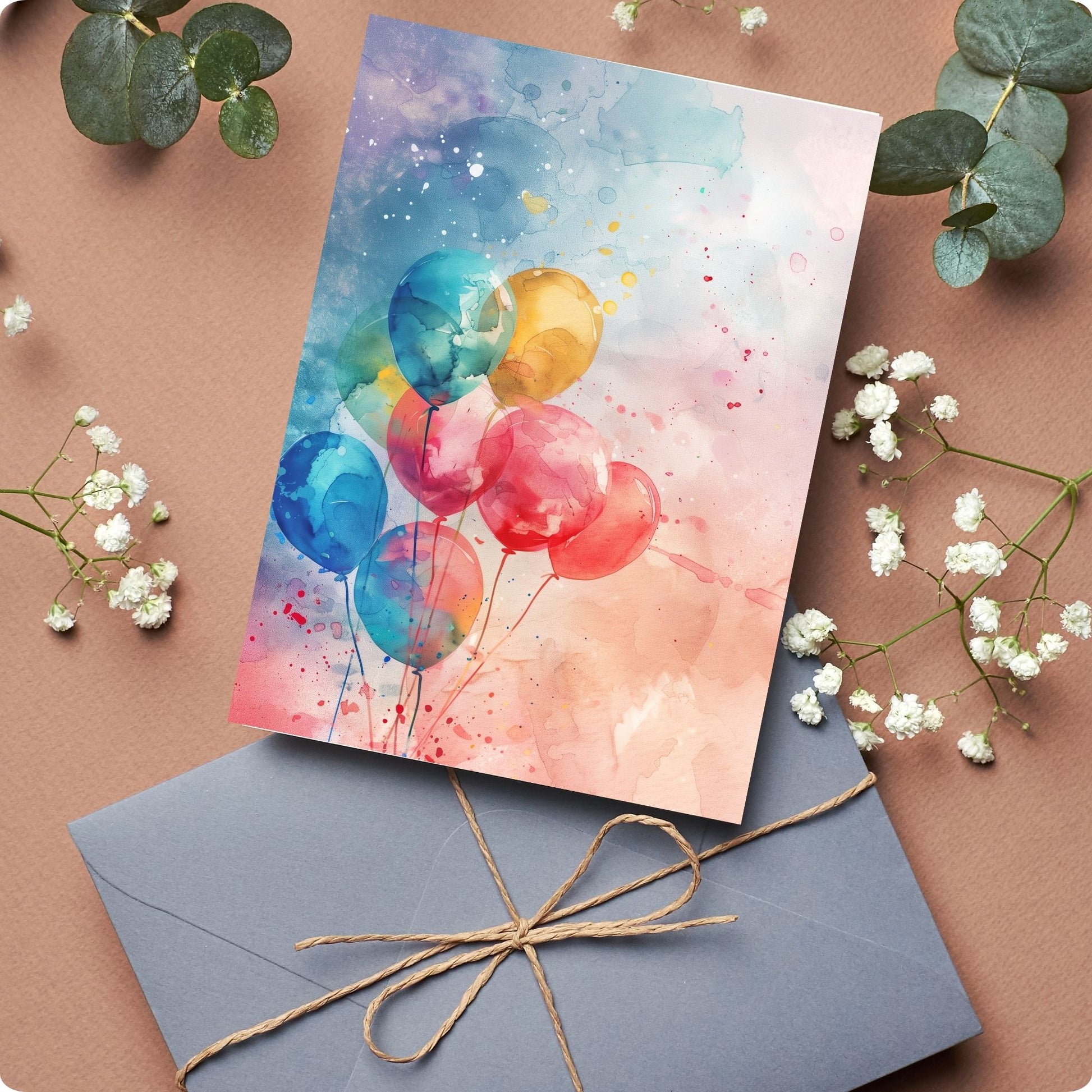 Birthday Card Showing balloons