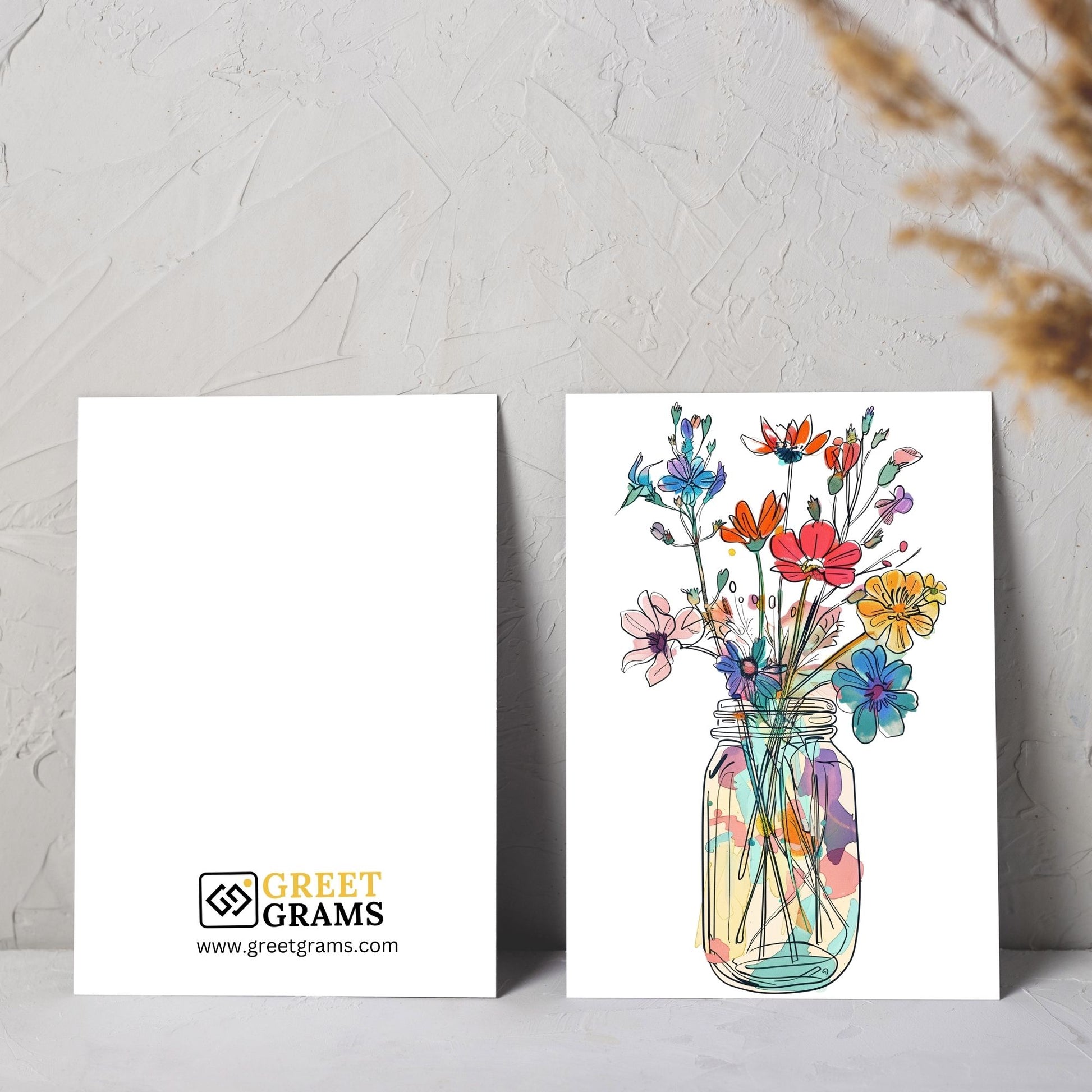 Friendship greeting card of  Blooming Flower in the jar