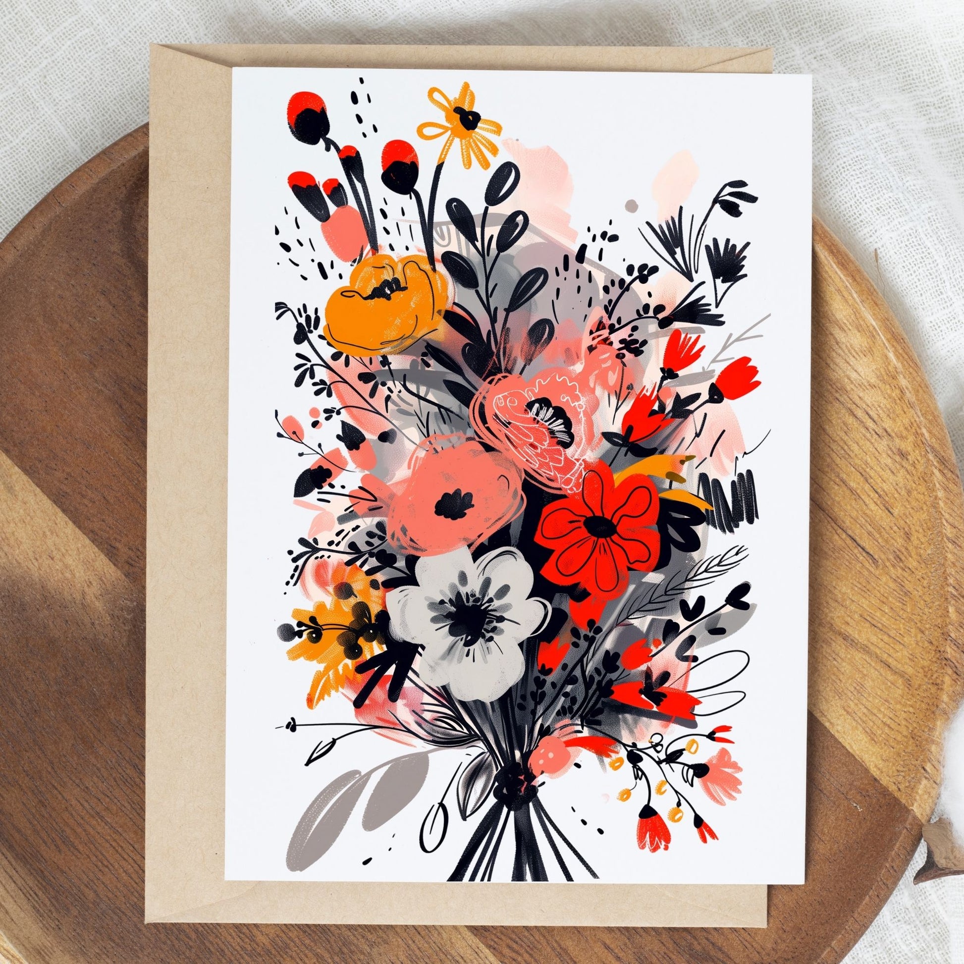 Friendship greeting card showing bunch of beautiful flowers