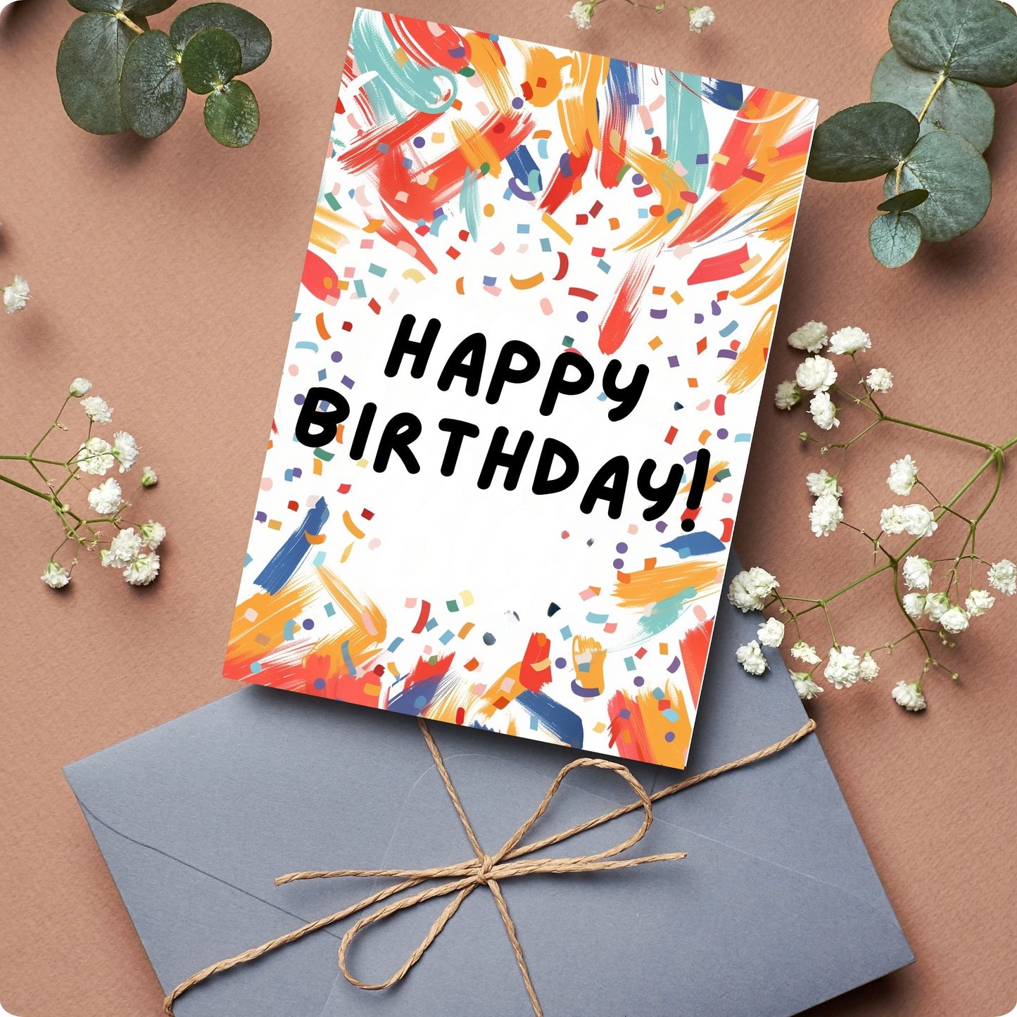  Happy Birthday Card with  Sparkling Confetti 