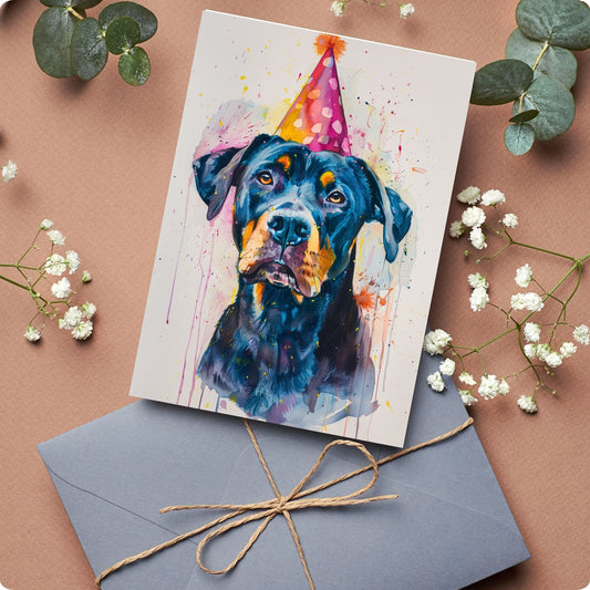 A rottweiler  birthday card