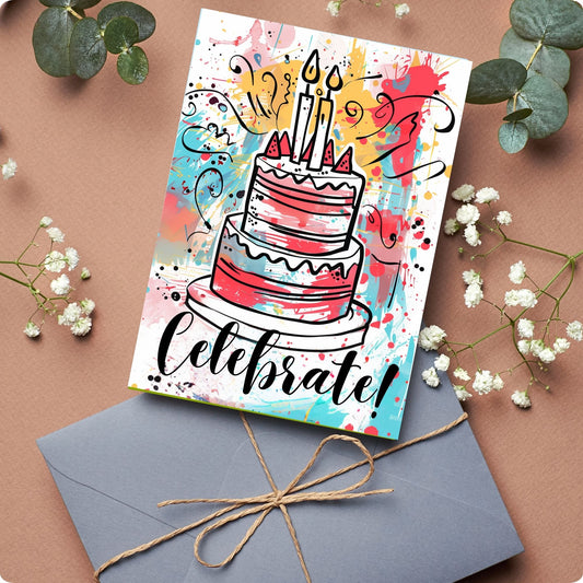 Festive Birthday Cake Celebration Card