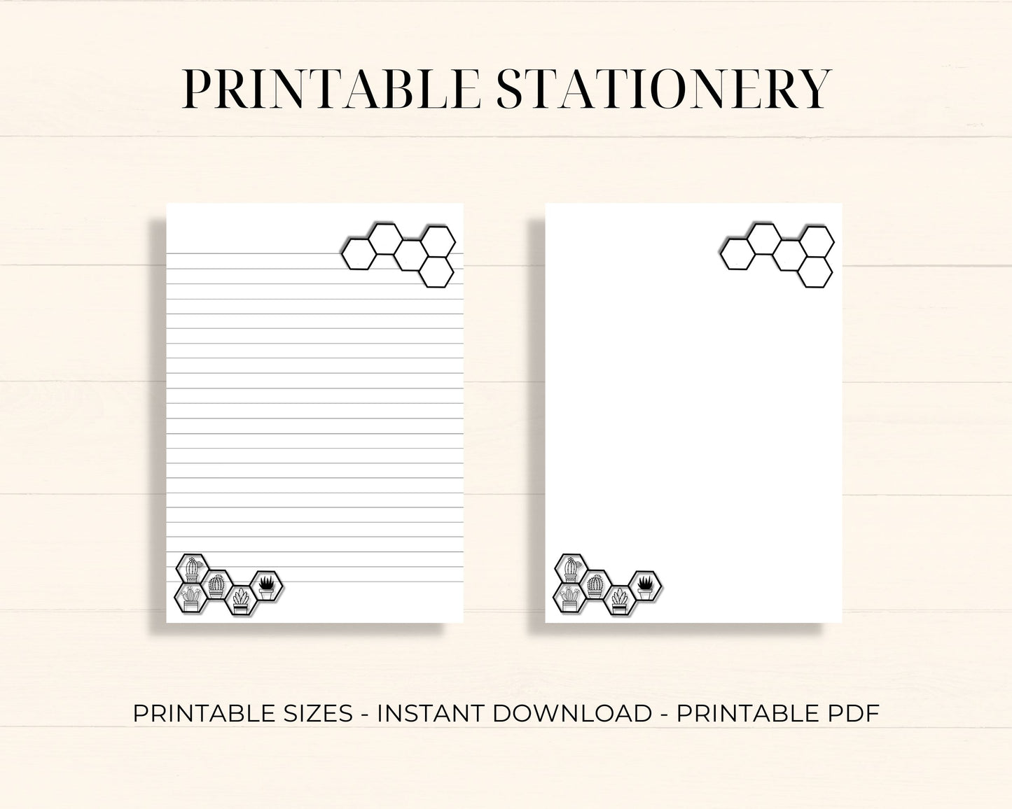 Hexagonal Elegance-Printable Stationery printable