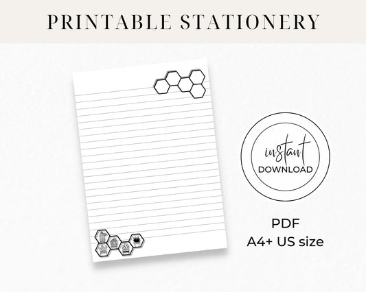 Hexagonal Elegance-Printable Stationery