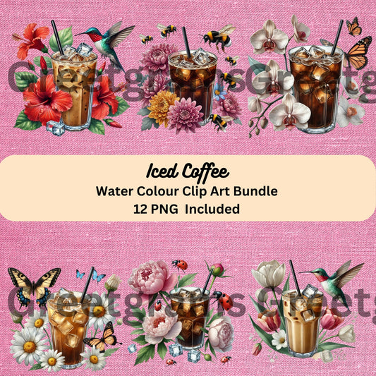 various illustrations of iced coffee