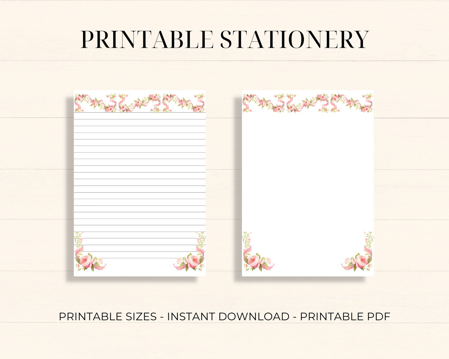 Pink Flower Beauty - Printable Stationery printable