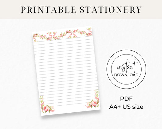 Pink Flower Beauty - Printable Stationery