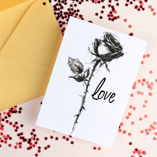  greeting card with a solitary rose 