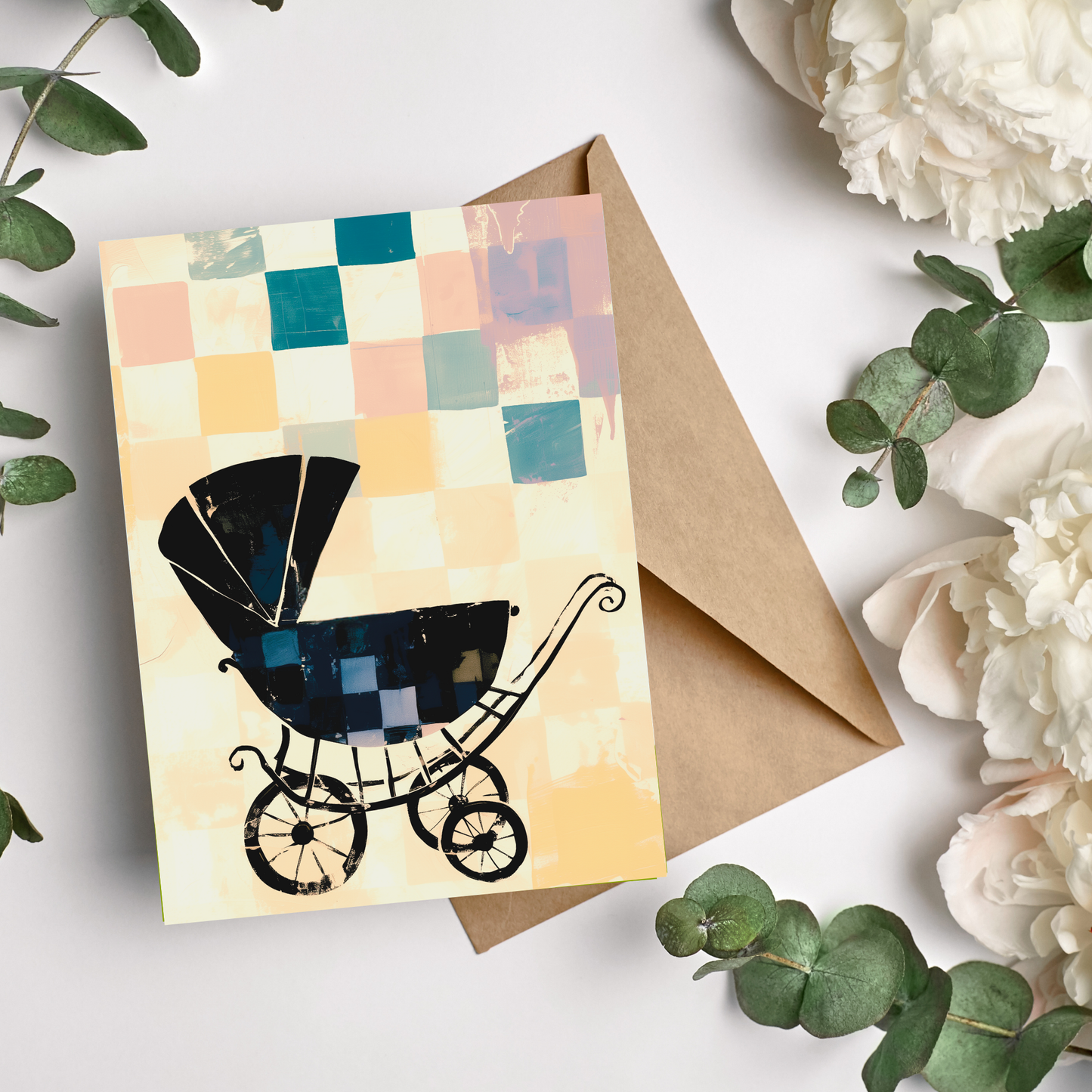 greeting card of a bay stroller