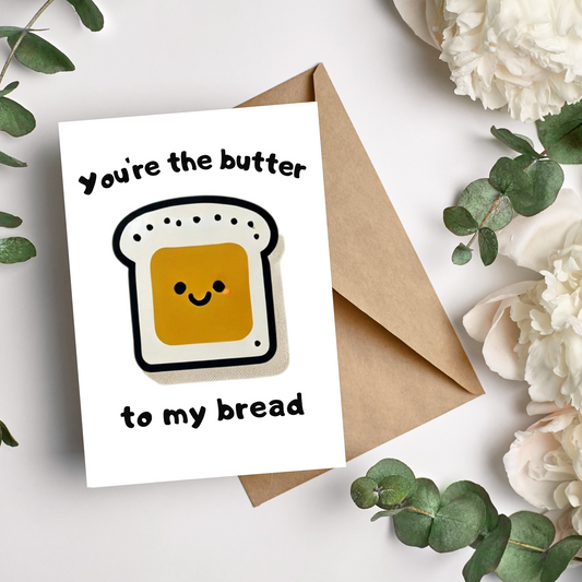 smiling slice of bread  with butter