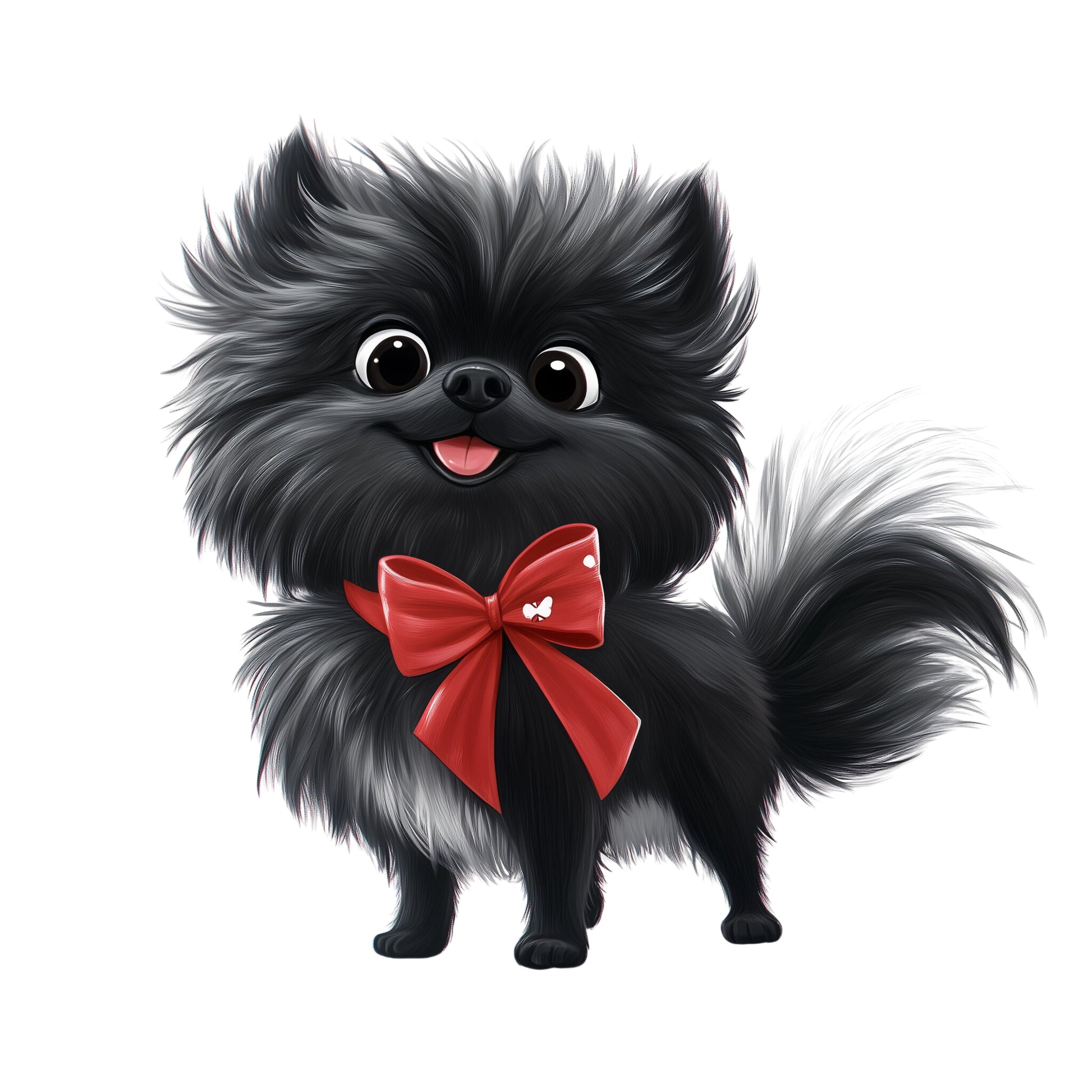 black dog with red bow