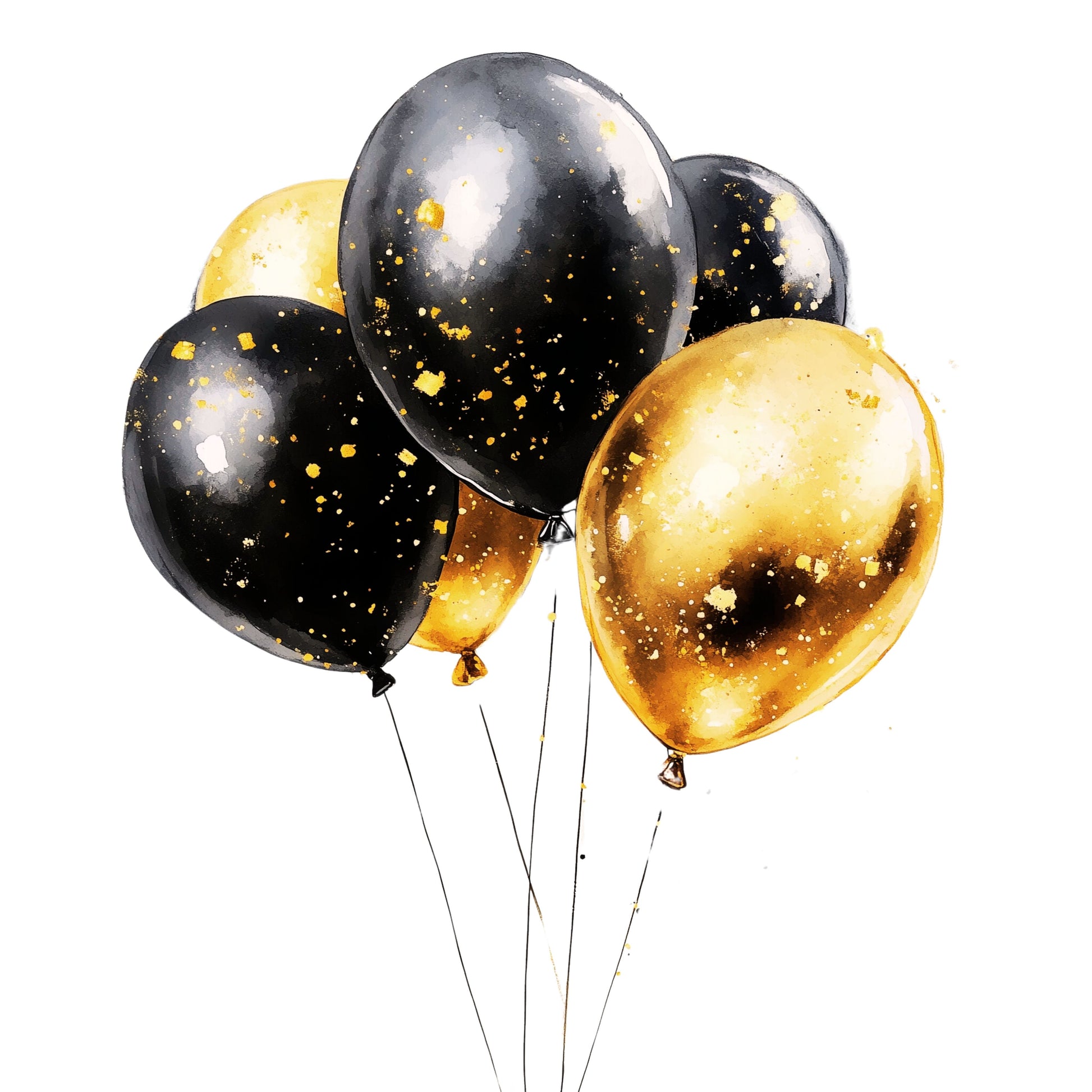 gold and black ballons